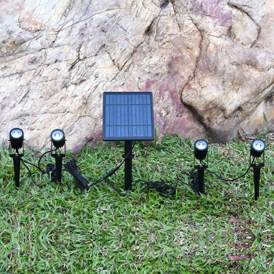 Torchlight Shaped LED Solar Ground Lamp Modern Aluminum Patio Spotlight in Black