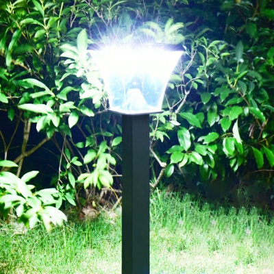 Trapezoid Solar LED Pathway Light Simple Style Plastic Outdoor Stake Lamp in Black
