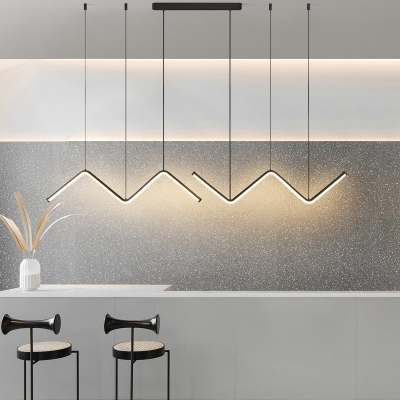 Zigzag Shaped LED Island Lamp Minimalist Metal Dining Room Suspension Pendant Light