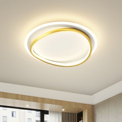 Acrylic Triangular Flush Mount Ceiling Light Simple Gold and White LED Flush Mount for Bedroom