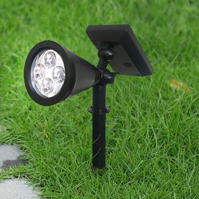 Black Conical Solar Landscape Light Minimalism Acrylic LED Stake Spotlight for Outdoor