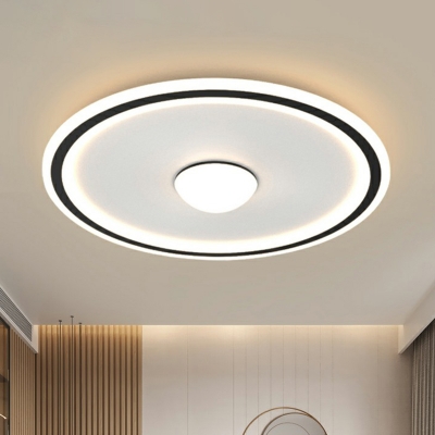 Black-White Disc Ceiling Lamp Simplicity Acrylic LED Flush Mount Light Fixture for Bedroom