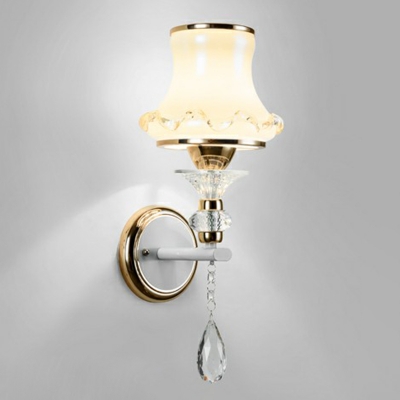 Champagne Glass Flared Wall Lamp Traditional Living Room Sconce Light with K9 Crystal Deco