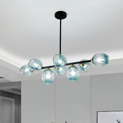 Dimpled Glass Cup Island Light Modern Stylish 8-Head Hanging Pendant for Dining Room