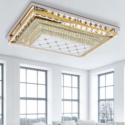 Faceted Crystal Tiers Flush Mount Lamp Modern Gold Finish LED Ceiling Light for Living Room