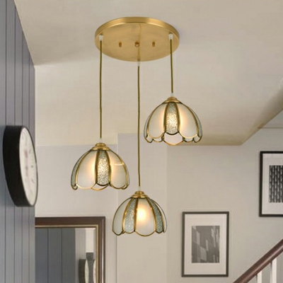 Frosted Glass Gold Finish Hanging Light Geometric 1 Bulb Antiqued Pendant Light over Table