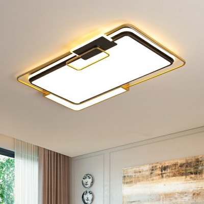 Gold and Black Geometric Ceiling Lamp Modernism Acrylic LED Flush Mount Fixture for Bedroom