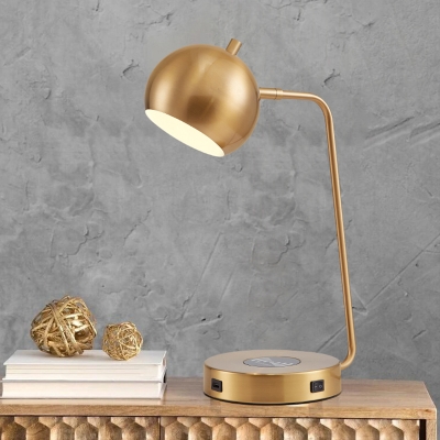 Gold Dome Nightstand Light Postmodern Single Metal USB Wireless Charger Table Lamp