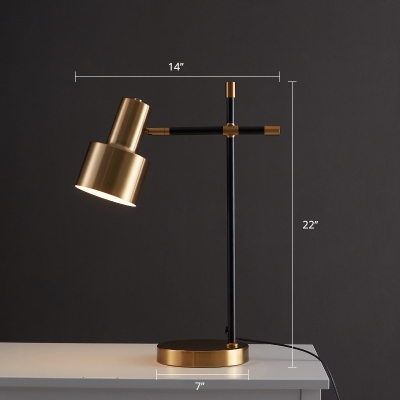 Grenade Shaped Reading Lamp Postmodern Metal 1-Light Black and Gold Table Light with Crossed Arm