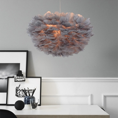 Hemispherical Pendulum Light Minimalistic Feather 1-Light Restaurant Hanging Light Fixture