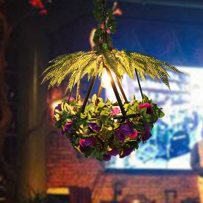 Rustic Botanical Hanging Light Fixture Metal Chandelier for Bar Banquet Decoration