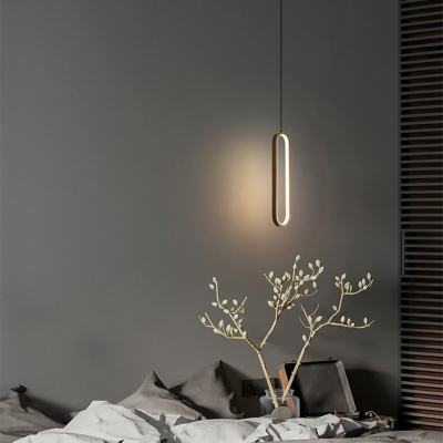 Simple Style Oblong Pendant Lighting Acrylic Bedside LED Suspension Light Fixture