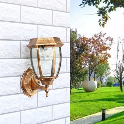 Bell Shaped Garden Solar Wall Lighting Vintage Clear Glass LED Wall Light Sconce