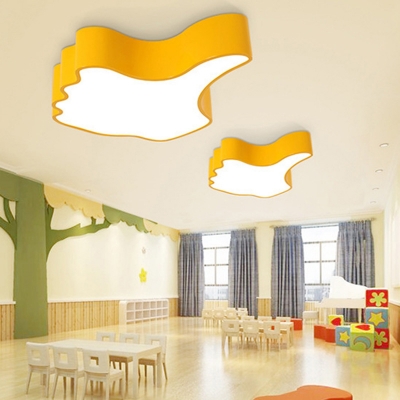 Big Thumb Flush Ceiling Light Creative Metal Kindergarten LED Flush Light in Yellow