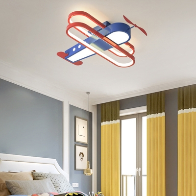Biplane LED Ceiling Lighting Minimalist Metal Childrens Room Flush Mount Light Fixture