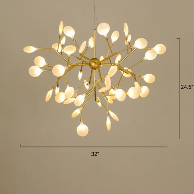 Gold Finish Heracleum Chandelier Minimalistic Acrylic LED Ceiling Hang Light for Dining Room