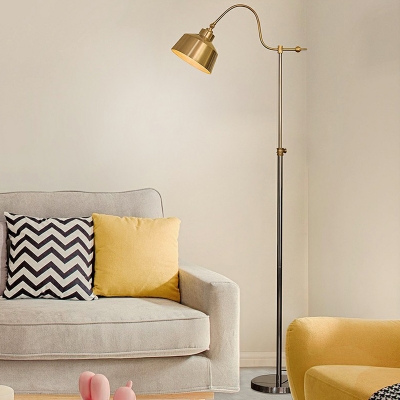 Swivel Shade Floor Reading Lamp Postmodern Metal 1 Head Living Room Floor Light in Black-Gold