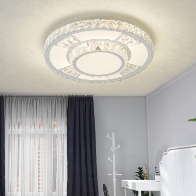 White Geometrical LED Flush Mount Light Simplicity Crystal Ceiling Light Fixture for Bedroom