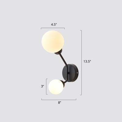 White Glass Orbs Wall Light Fixture Minimalist Wall Sconce Lighting for Living Room