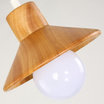 Wooden Conical Pendulum Light Simple Style Single White Pendant Lamp for Restaurant