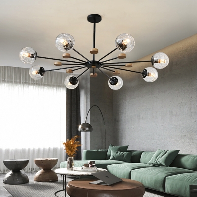 Burst Chandelier Lamp Post-Modern Ball Glass Hanging Light Fixture for Living Room