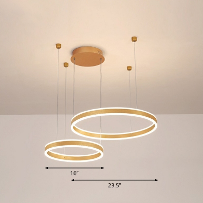 Metal Circular LED Suspension Light Simplicity Chandelier Light Fixture for Dining Room