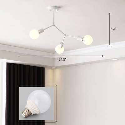 Nordic Molecule Suspension Lighting Metal Living Room Chandelier with Exposed Bulb Design