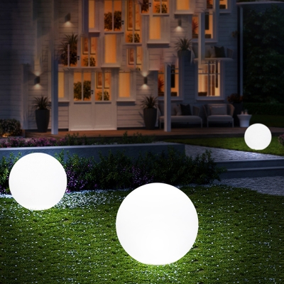Sphere Garden Path Light PE Minimalistic LED Ground Lighting in White with Remote Control