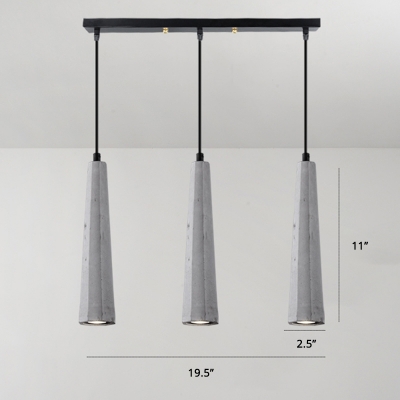 Tapered Cluster Pendant Light Nordic Cement 3-Light Grey Down Lighting for Dining Room