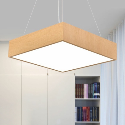 Wood Square LED Suspension Light Nordic Aluminum Chandelier Light Fixture for Office