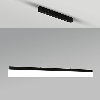 Acrylic Rectangle LED Hanging Lamp Simple Style Black-White Chandelier for Office