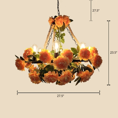Botanic Basket Hanging Light Loft Style Metal Chandelier Pendant Light for Restaurant Decoration
