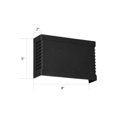 Box Up and Down LED Wall Sconce Simple Metal Courtyard Wall Lighting Fixture in Black