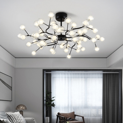 Heracleum Glass Chandelier Light Modernist Black Ceiling Light Fixture for Living Room