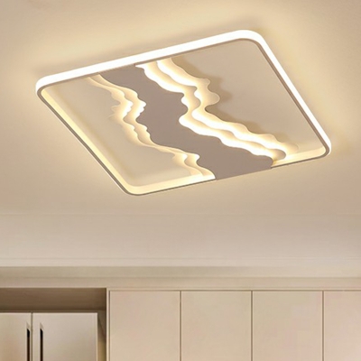 Iron Geometric Shaped Flush Light Modern LED White Ceiling Flush Mount Fixture for Bedroom