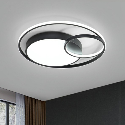 LED Loop Flush Mount Light Simple Acrylic Bedroom Flushmount Ceiling Lamp in Black