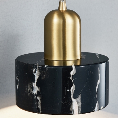 Marble Round Wall Hanging Light Postmodern 1 Head Brass Wall Mounted Lamp for Bedroom