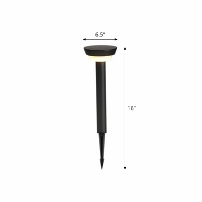 Matte Black Round Stake Light Minimalist Metal Solar LED Driveway Lamp for Outdoor