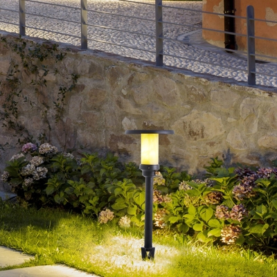 Mica Cylindrical Solar Stake Lighting Simplicity Black LED Path Light for Courtyard