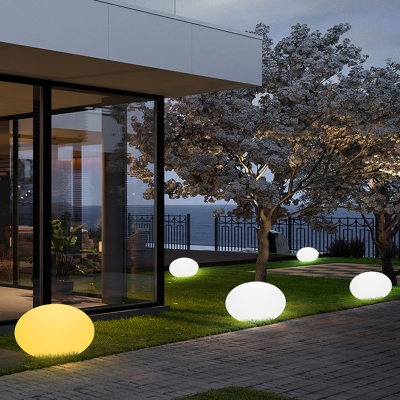 PE Pebble Shaped Ground Stake Light Nordic White LED USB Outdoor Lamp for Decoration