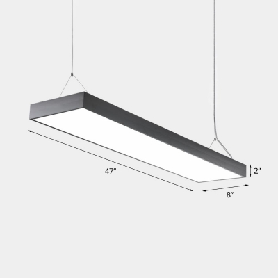 Rectangular Office Pendant Light Fixture Metal Minimalism LED Chandelier with Acrylic Diffuser