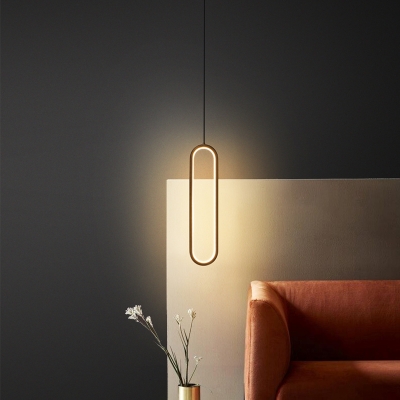 Simple Style Oblong Pendant Lighting Acrylic Bedside LED Suspension Light Fixture