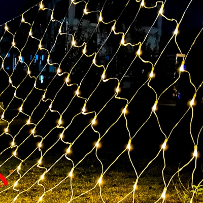 9.8ft White Fishing Net Solar Festive Lighting Artistic 256-Bulb Plastic LED Christmas Light for Garden