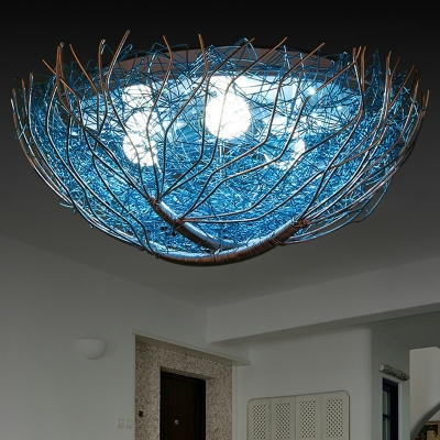 Aluminum Wire Nest Ceiling Light Art Deco Flush Mount Light Fixture for Dining Room