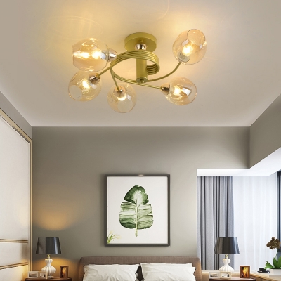 Dimple Glass Cup Flush Mount Post-Modern Semi Flush Ceiling Light Fixture for Bedroom