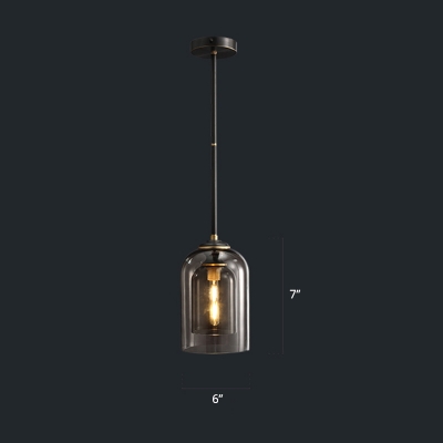 Elongated Dome Suspension Light Postmodern Blown Glass Single Dining Room Hanging Lamp