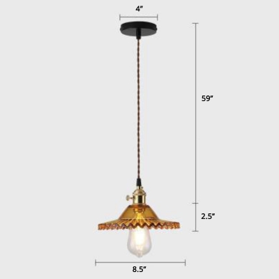 Glass Radial Wave Drop Pendant Loft Style 1 Bulb Restaurant Hanging Light Fixture