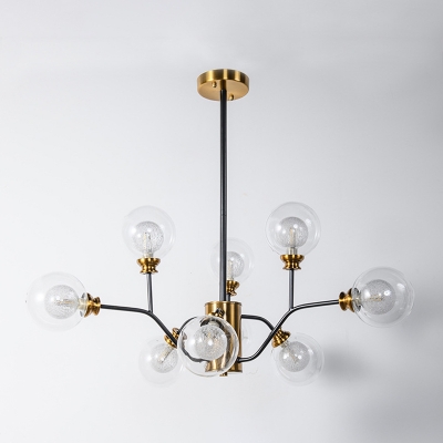 Gold-Black Modo Chandelier Postmodern Clear and Frosted Glass Hanging Lamp for Dining Room