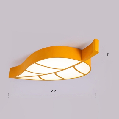 Leaf Shaped Flushmount Ceiling Lamp Cartoon LED Acrylic Flush Mounted Light for Nursery