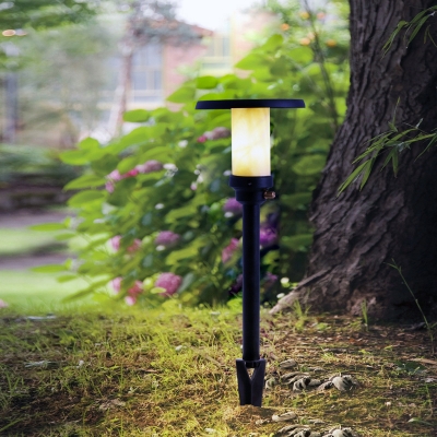 Mica Cylindrical Solar Stake Lighting Simplicity Black LED Path Light for Courtyard